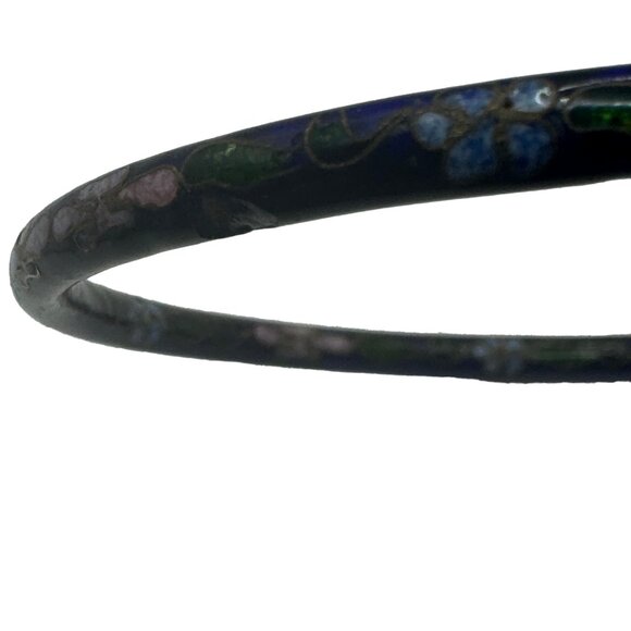 Vintage Cloisonné Flower Bangle Bracelet - Picture 5 of 6
